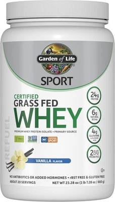 Garden of Life SPORT Whey Protein Powder Vanilla, Premium Grass Fed Whey...  - Image 1 of 4