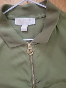 Michael Kors Women's Polo Shirt Olive Green Zip Top Size Medium - Picture 1 of 4