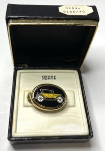 Vintage Swank Tie Clip Clasp Classic Yellow Car Automobile 1” With Box - Picture 1 of 6