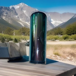 Starbucks Iridescent Green / Black Mermaid Siren Acrylic Venti 24oz Cold Cup - Picture 1 of 24