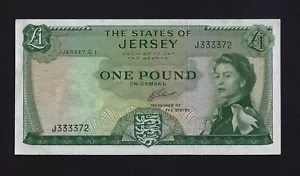 Jersey 1 Pound 1963 P-8 VF+ nice number UK Great Britain ENGLAND - Picture 1 of 2