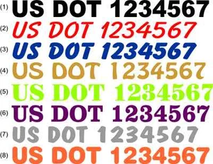 US DOT NUMBERS - COMMERCIAL TRUCK - CUSTOM MADE DECALS - CHOICE OF COLOR - Picture 1 of 2