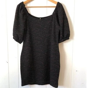 Free People Womens Dress Sunset Jacquard Mini with Puffed Sleeves Large - Picture 1 of 9