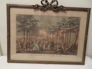 Antique Victorian Print La Promenade des Rempartes de Paris Courtois Framed - Picture 1 of 12