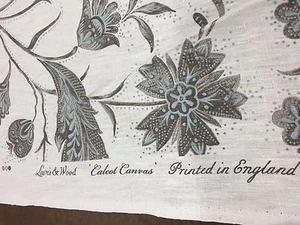 LEWIS & WOOD UK FABRIC- 1 7/8 YARDS msrp $149/y linen -cocoa gray/blue CALCOT - Picture 1 of 5