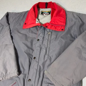 Vintage LL Bean Jacket Penobscot Parka Puffer Coat Mens USA Sz M Grey Red - Picture 1 of 12