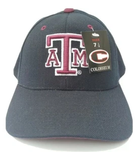 Texas A&M Aggies Pro Fitted Hat 7 1/4 Black Official NCAA Colosseum New - Picture 1 of 7