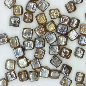 Glass Beads Brown Luster Square Cube 6mm. Pack of 50. Made in India. - Picture 1 of 2