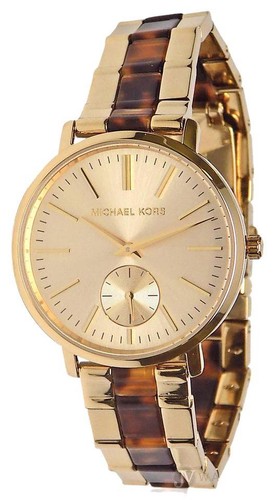 NUOVO OROLOGIO MICHAEL KORS JARYN 2 TONI ORO + ACRILICO TARTARUGA GUSCIO BRACCIALE MK3511