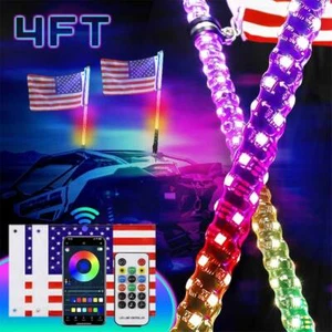 For Polaris RZR XP 1000 2X 3ft RGB Spiral LED Whip Lights Dancing /Chasing Light - Picture 1 of 18