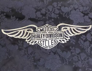 Harley Davidson Laser Cut Polished Stainless Steel Sign Logo Wings - 18”x5” - Picture 1 of 12