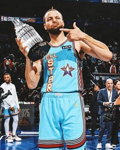 Foto de Steph Curry 2025 Juego de Estrellas Jugador Más Valioso Pose Golden State Warriors 8x10 NBA - Imagen 1 de 1