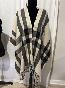 NWT Womens Banana Republic Cashmere Blend Wrap Erin Plaid Neutral One Size Fits - Picture 1 of 7