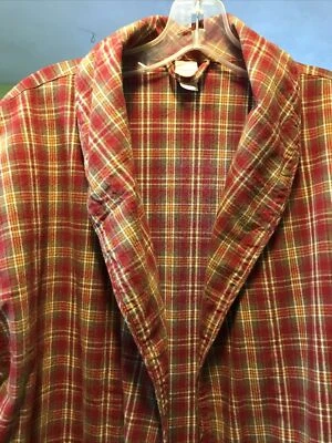 GARNET HILL - S шикарный красный клетку Мадрас хлопок длинный подпоясанный халат, США - Изображение 1 из 4