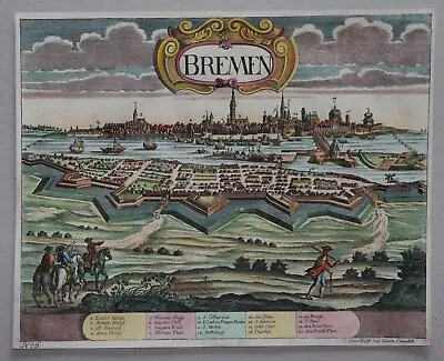 Bremen - Rare Ansicht Von Peter Wolff Seel. Erben - Originaler Kupferstich 1740 • 1,399€