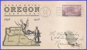 USA3 # 783 ADDR LINPRINT 3 FDC Territorio de Oregón 100 años - Imagen 1 de 1