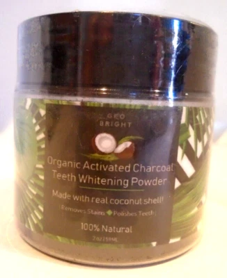 Pó clareador dental carvão ativado orgânico feito com casca de coco 2 oz - Imagem 1 de 2