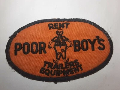 Vintage Rent Poor Boy's Trailers Equipment Embroidered Orange Black Patch  - Image 1 of 4