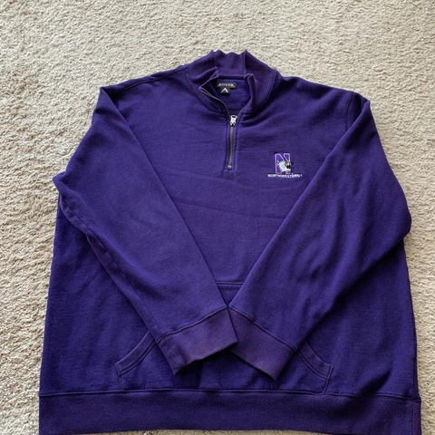 Northwestern Wildcats Sweatshirt Mens 2XL XXL Purple Long Sleeve Mock Neck (1T) Cover