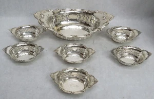 GORHAM STERLINGSILBER NETZFÖRMIGES 7-TEILIGES NUSSSCHALENSET MIT MEISTERSCHALE - Bild 1 von 7