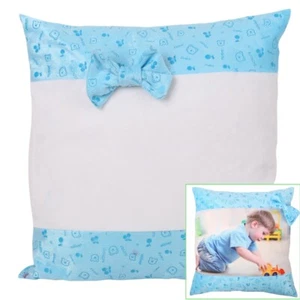 16*16" Sublimation Blanks Pillow Case Cover with Bow Tie for Heat Press DIY Gift - Picture 1 of 8