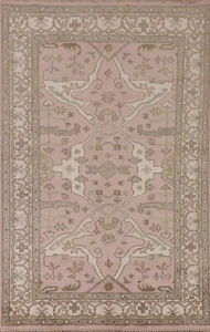 Floral Pink/ Ivory Oushak Oriental Area Rug 5'x8' Wool Hand-knotted Indian Rug - Picture 1 of 12