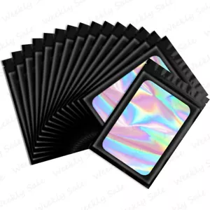 Holographic Mylar Foil Bags Smell Proof Resealable Zip Lock Pouch Rainbow Color - Picture 1 of 20