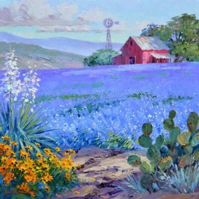 Texas Bluebonnet Accent & Decor Tile Mikki Senkarik Floral Art MSA158AT - Image 1 of 2