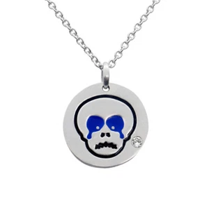 weinende Emoji Charm Halskette klar Kristall Edelstahl Anhänger von controse - Bild 1 von 6