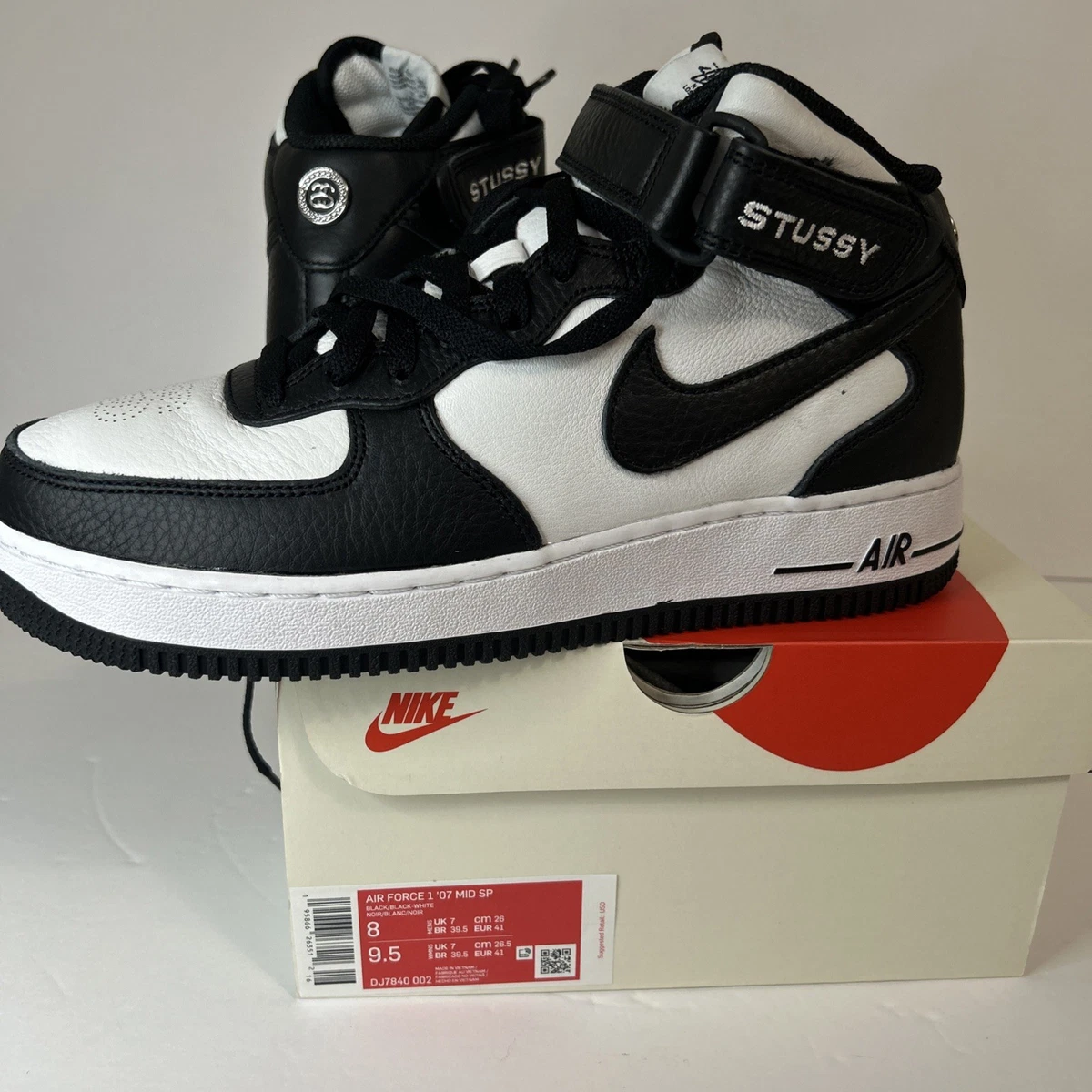 Nike Stussy x Air Force 1 Mid Black White for Sale | Authenticity