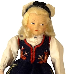 Vintage Ronnaug Petterssen Doll Norway Handmade with Embroidered Folk Costume - Picture 1 of 12