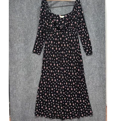 Boden maxi dress size 20/22 long sleeve ditzy floral black jersey milkmaid NEW - Image 1 of 4