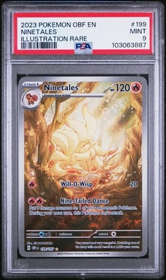 2023 POKEMON OBF EN-OBSIDIAN FLAMES ILLUSTRATION RARE #199 NINETALES PSA 9 - Image 1 of 2