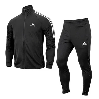 Adidas Para Hombres 3 Rayas Sereno Chándal Nuevo con Etiquetas Chaqueta y Pantalones Conjunto Negro Talla M Foto 1 de 4