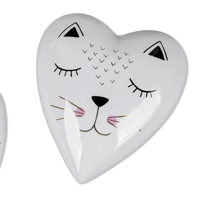 Dekoobjekt Herz MODERN TREND STYLE mit Katze D. 16cm weiß Formano WA - Bild 1 von 2
