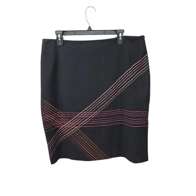 Alfani Black Below the Knee Skirt Size 16 Geometric No Stretch Fully Lined  - Image 1 of 4