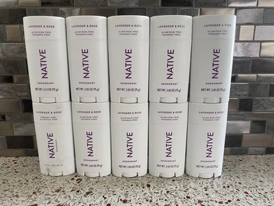 Lote de 10 desodorantes nativos de lavanda y rosa sólidos 2,65 OZ sin abrir Foto 1 de 2