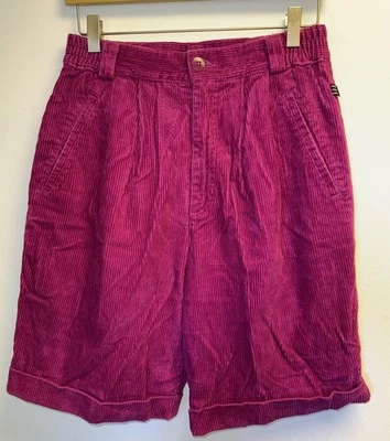 Vintage 80s Esprit Corduroy Shorts Juniors 9 Magenta Purple Pockets High Rise - Image 1 of 4