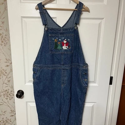 Mono CJ Banks Denim Muñeco de Nieve Árbol de Navidad Bordado Para Mujer Talla XL Foto 1 de 4