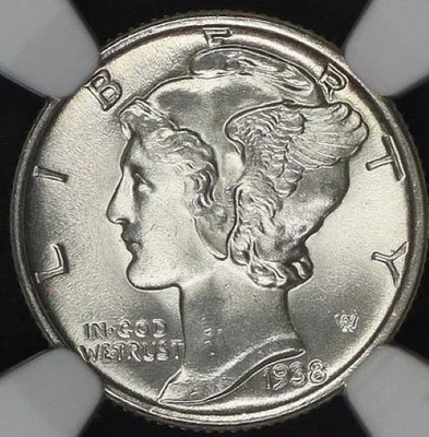 1938 MERCURY DIME NGC MS 64 FULL BANDS BLAZING SILVER LUSTER OVER A FULL STRIKE - Image 1 of 4