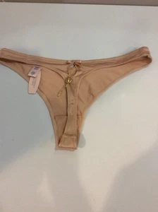 Vintage 2003 Victoria Secret Nude Satin Keyhole Low Rise Thong Size Large New - Picture 1 of 2