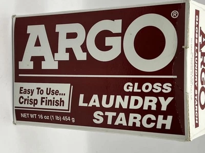 Almidón de lavandería brillante ARGO 16 OZ acabado crujiente en polvo caja roja de colección nuevo en stock Foto 1 de 4