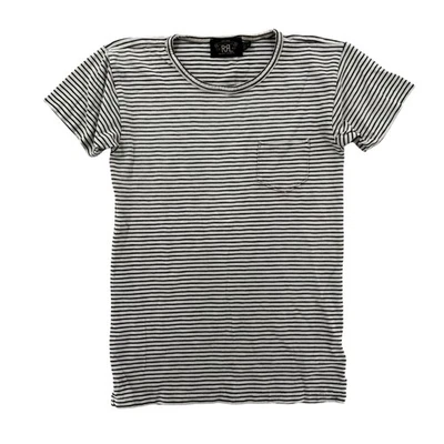 RRL Ralph Lauren рубашка мужская XS черный белый в полоску карман футболка классический Crewneck - Изображение 1 из 4