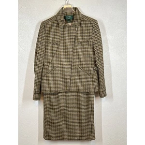 Vintage Lauren Ralph Lauren Wollrock Jacke 8/10 braun hellbraun kariert klassisch adrett - Bild 1 von 24