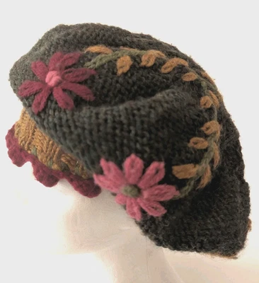 Peruvian Trading Co Sombrero Tejido Lana Boina Hecho a Mano Floral Boho Arte para Usar Perú Foto 1 de 4