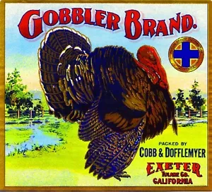 Exeter Gobbler Turkey Thanksgiving Orange Citrus Fruit Crate Label Art Print - Picture 1 of 1