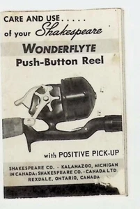 Shakespeare Wonderflyte Push - Button Reel Manual Parts List - Picture 1 of 2