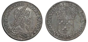 LOUIS XIII  1/2 ECU 2 EME POINCON DE WARIN 1643 A POINT   G.50 - Bild 1 von 1