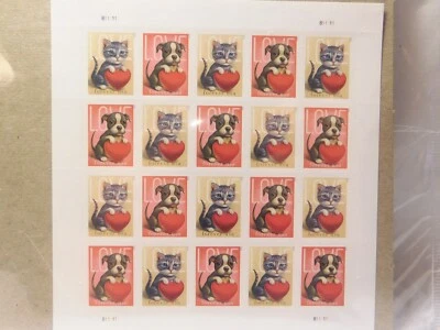 Scott #5746a (5745-46) Puppy & Kitten Sheet of 20 Forever LOVE Stamps-Sealed - Image 1 of 4