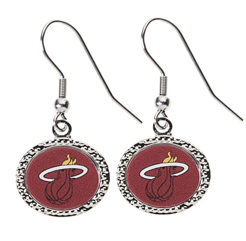 Miami Heat Round Dangle Earrings NBA New, Wincraft Cover